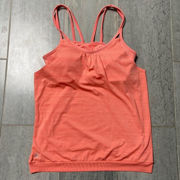 Athleta Hidden Agenda Tank Top with Built-in Strappy Bra Peach Orange Size Small - Picture 1 of 10